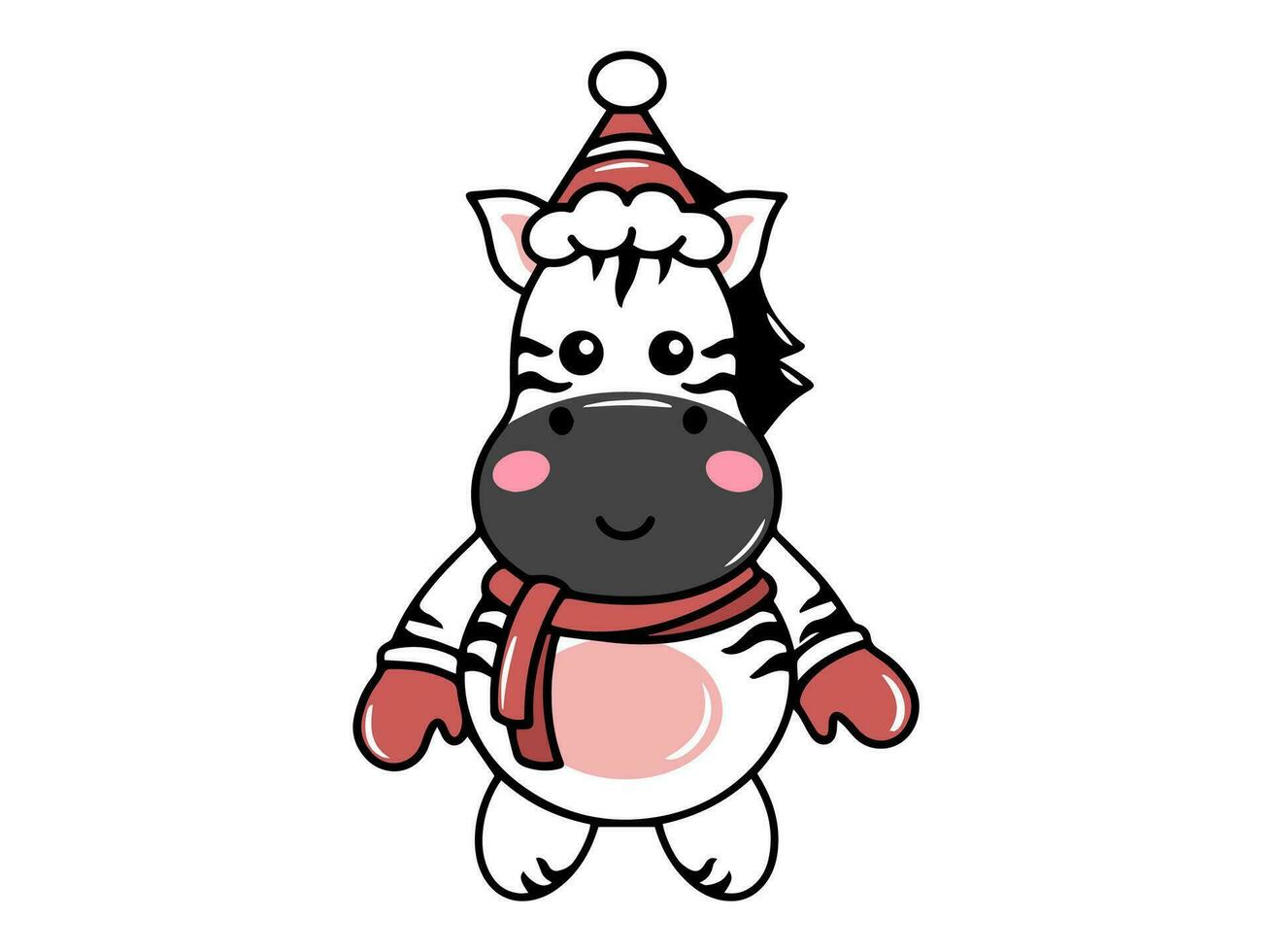 Christmas with Zebra Cartoon vector
