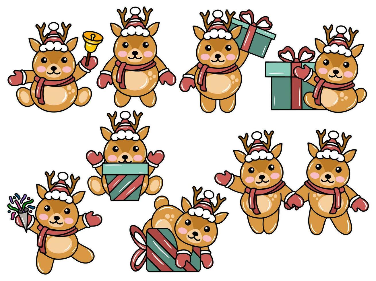 Navidad animal con ciervo dibujos animados vector