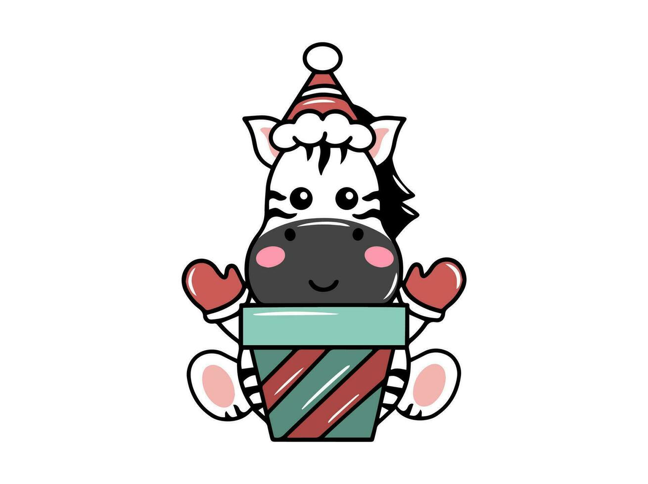 Merry Christmas with Zebra Cartoon Illustration vector