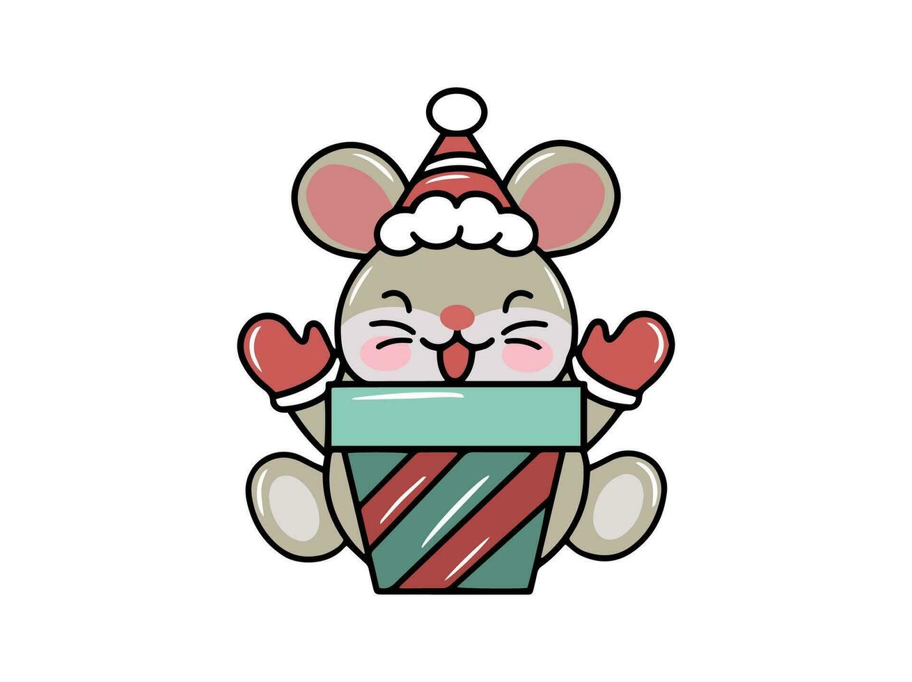 Merry Christmas with Mouse Cartoon Illustration vector