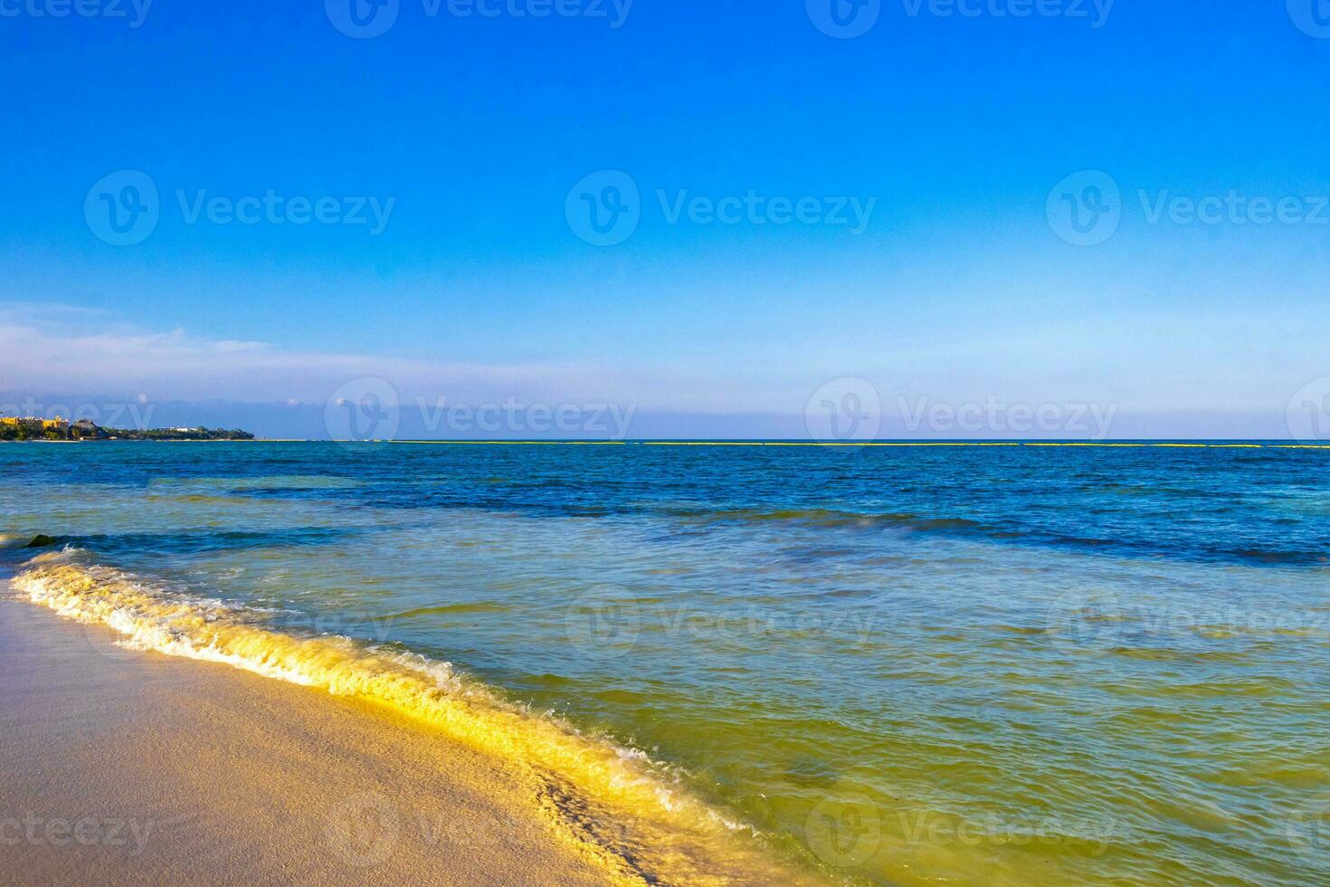 Tropical Caribbean beach clear turquoise water Playa del Carmen Mexico. photo