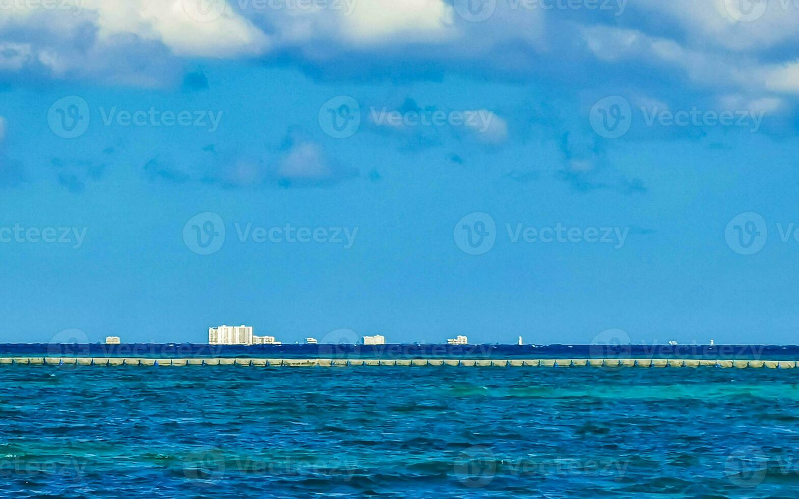 Tropical caribbean sea panorama view to Cozumel island cityscape Mexico. photo