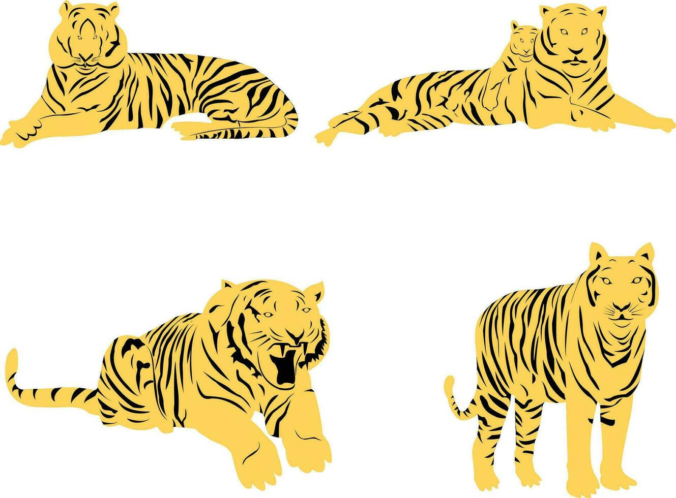 conjunto de Tigre vector diseño en un blanco antecedentes