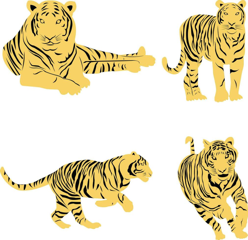 set of tiger vector design on a white background