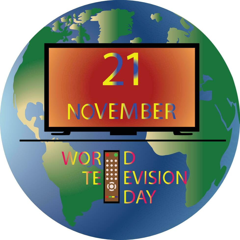 illustration of television day vector design with global vector  on a white background