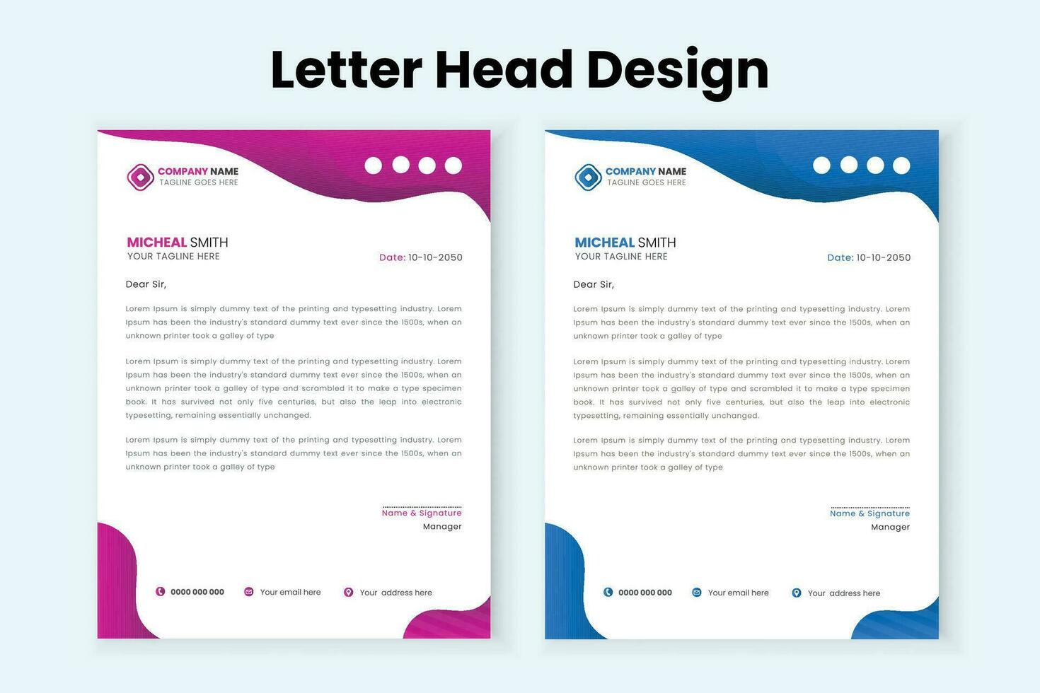 Multipurpose print ready vector  modern letterhead template.