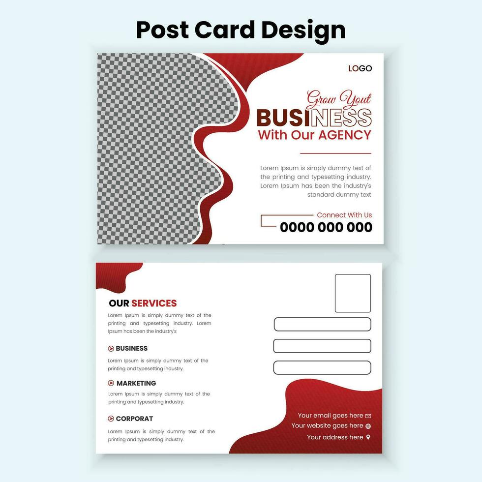 Vector corporate postcard design template for business agency