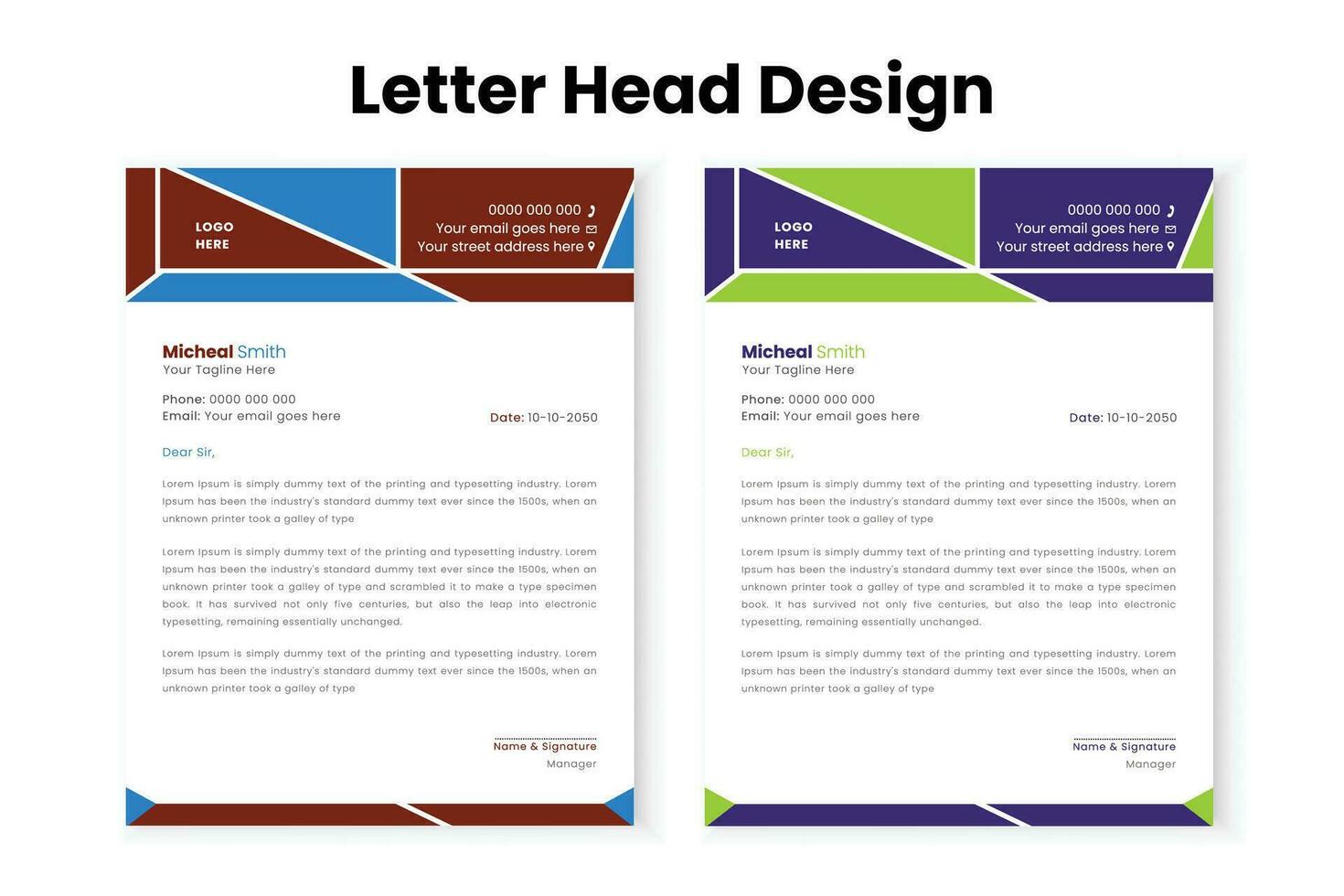 Multipurpose print ready vector  modern letterhead template.