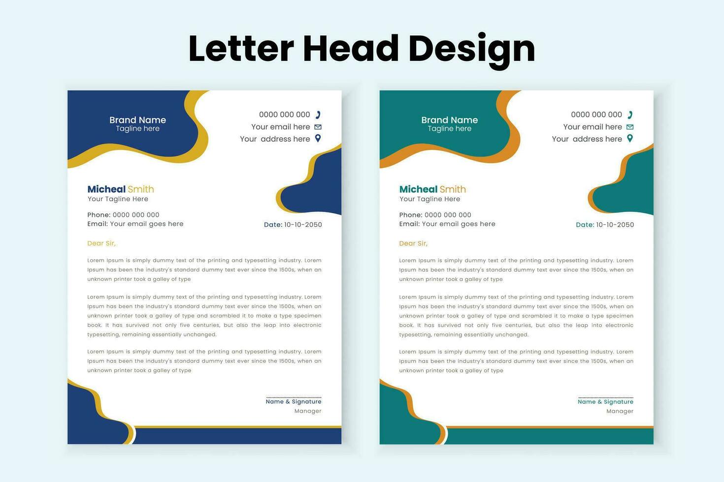 Multipurpose print ready vector  modern letterhead template.