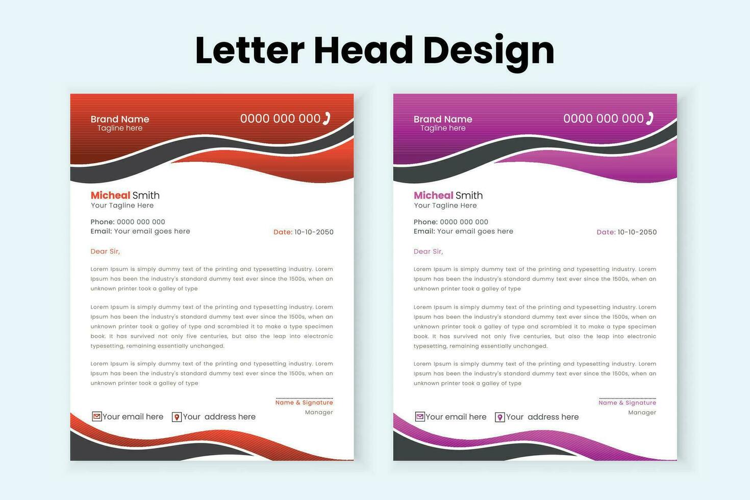 Multipurpose print ready vector  modern letterhead template.