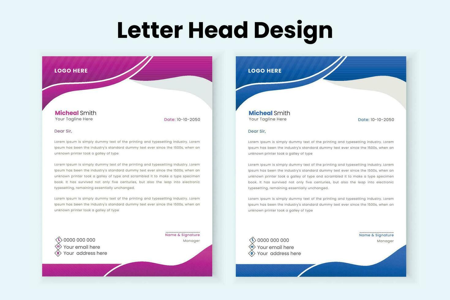 Creative Modern Elegant Simple and Minimal business and  corporate letterhead template. vector