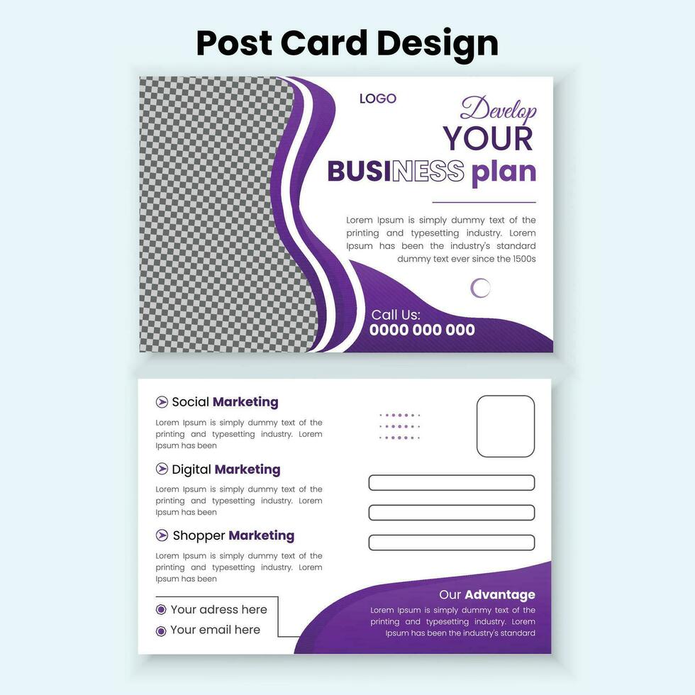 Business postcard design template vector