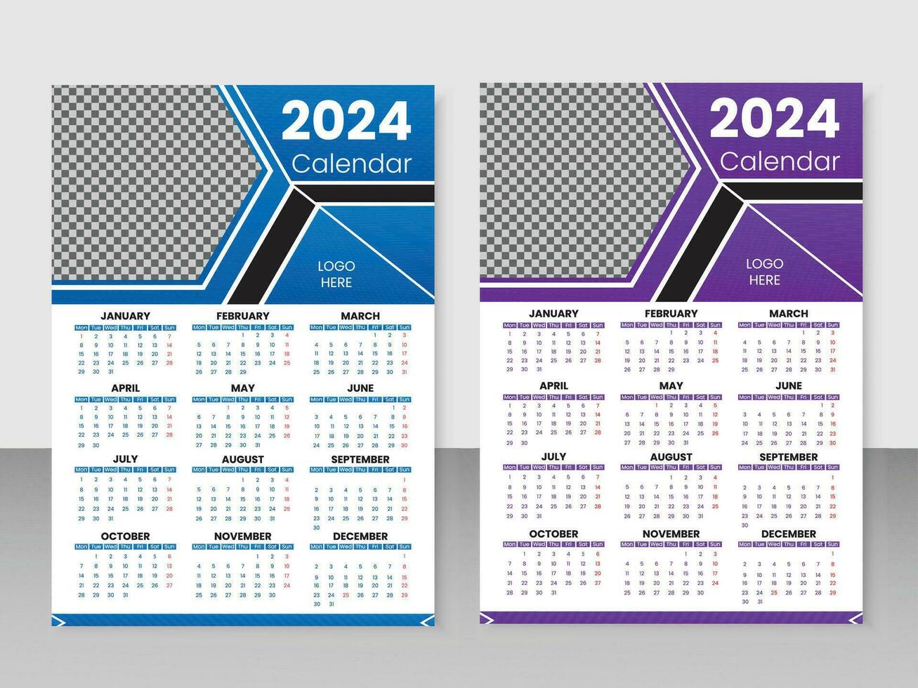 nuevo año estético y llamativo vector pared calendario diseño modelo.