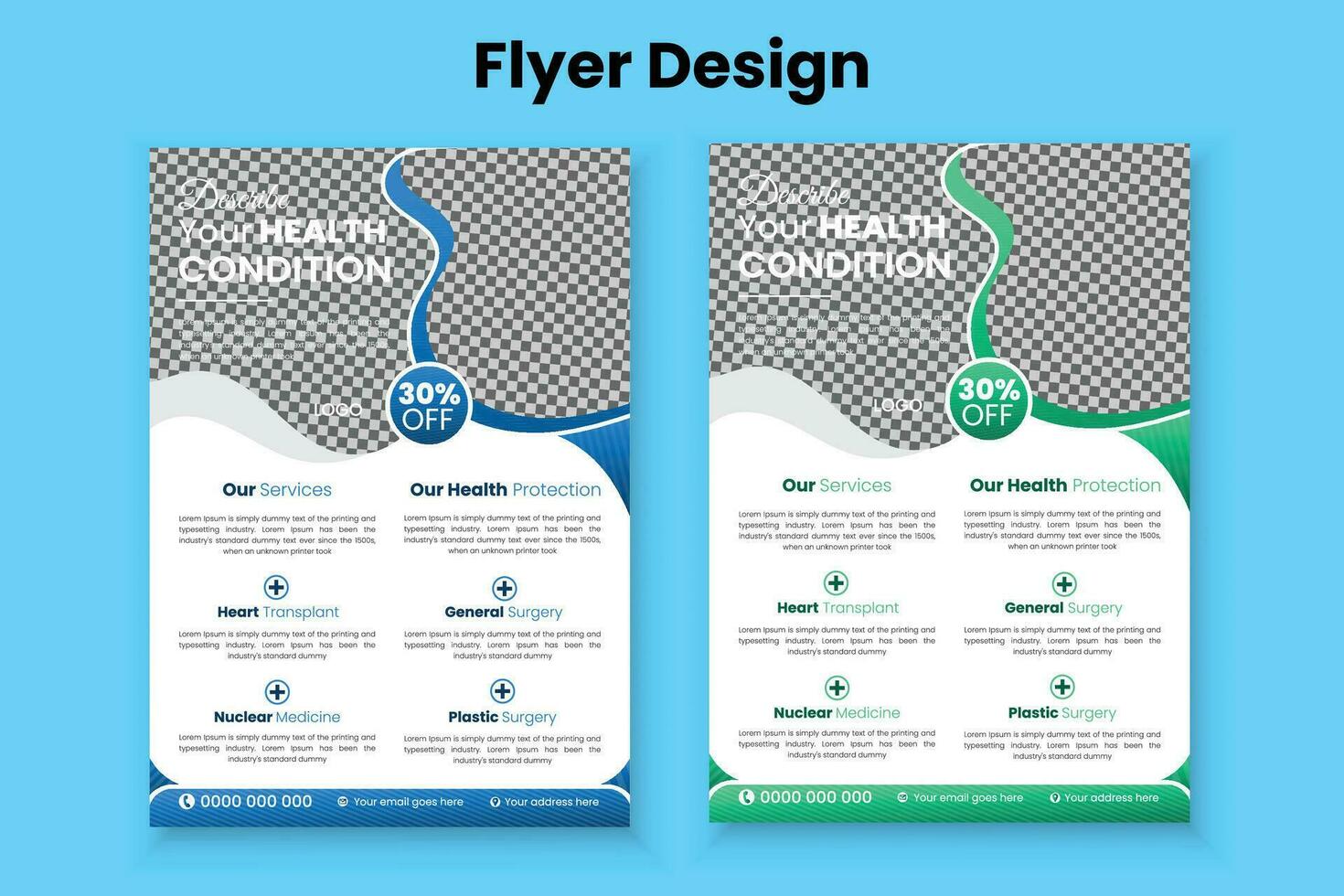 Modern, creative, customize, elegant, minimal, professional,  print ready Medical, Hospital and Clinic flyer template design vector