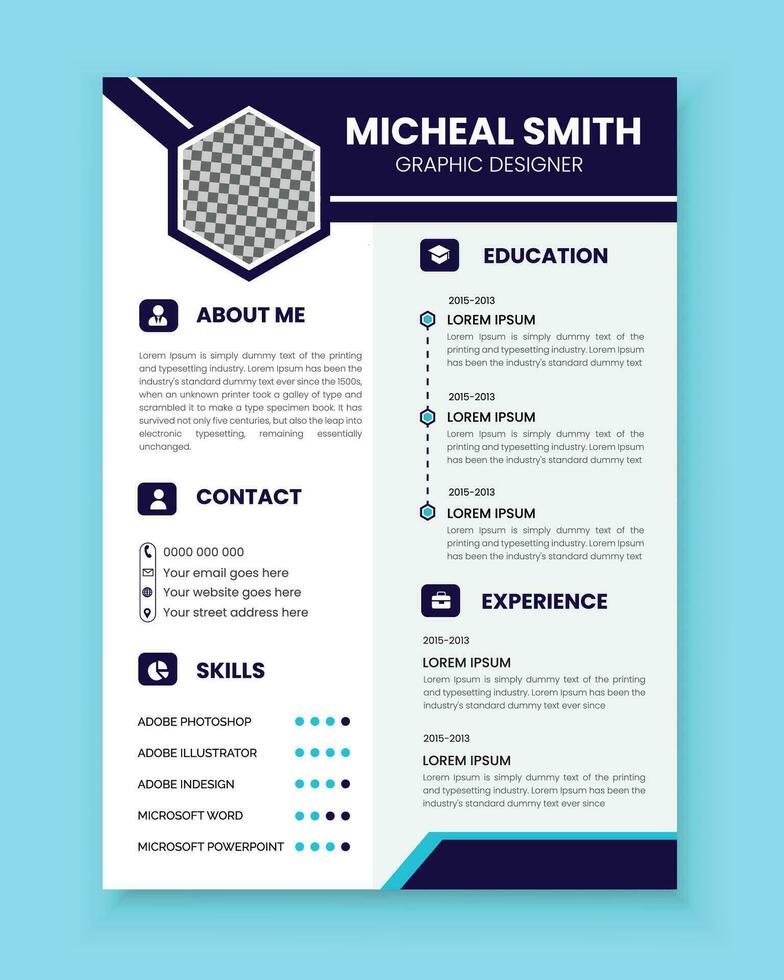 Creative, Elegant, minimal and simple Vector resume design template