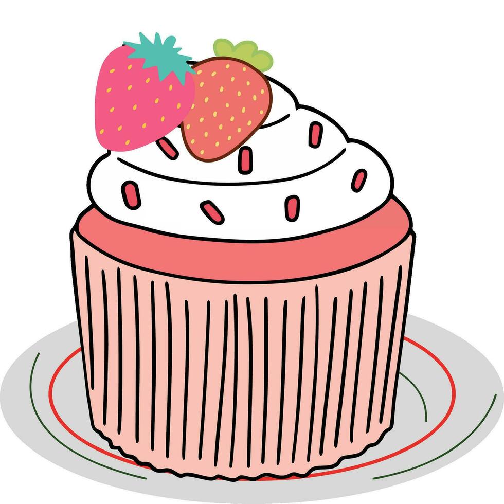 illustration of cake on a plate vector