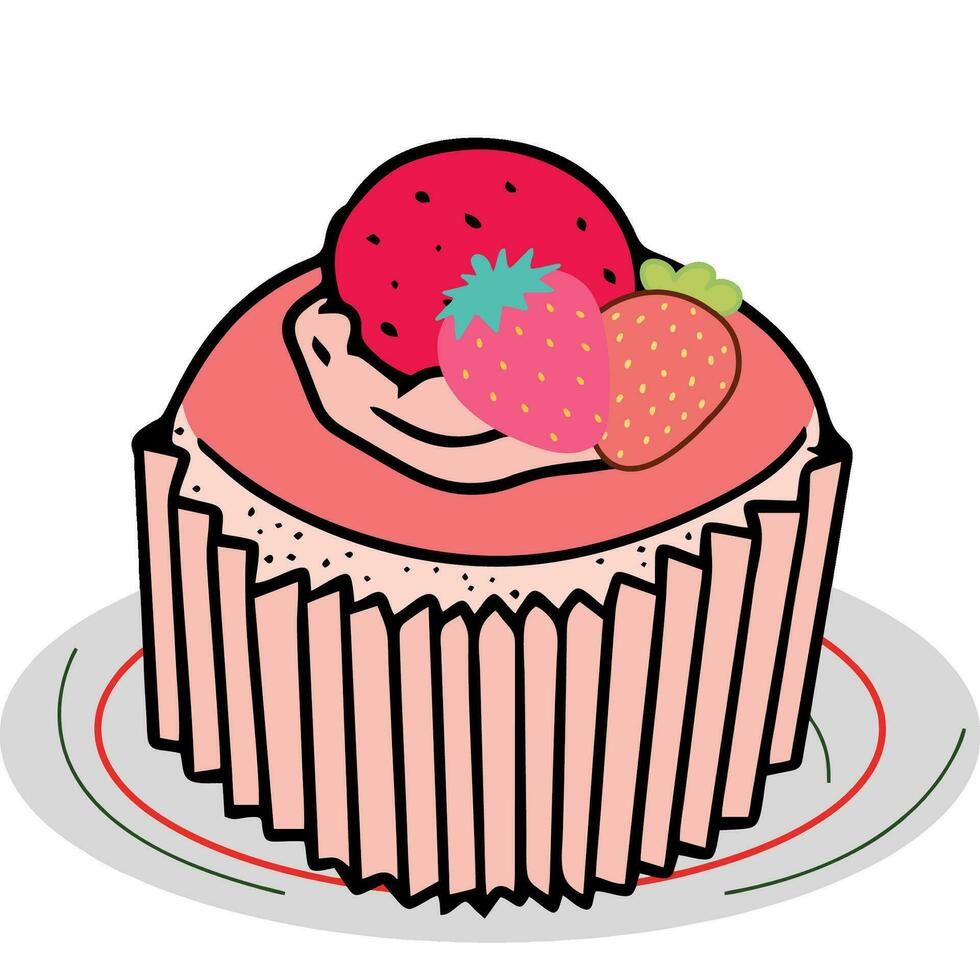 illustration of cake on a plate vector