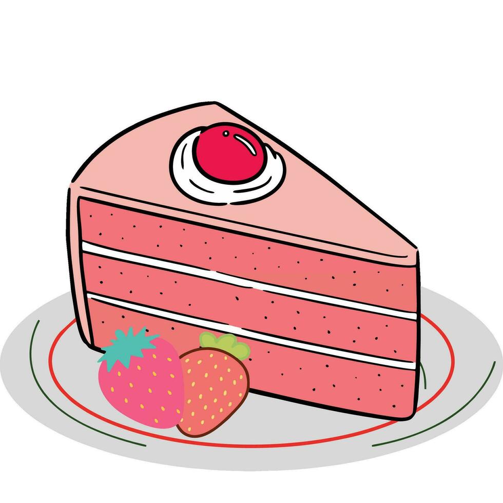 illustration of cake on a plate vector