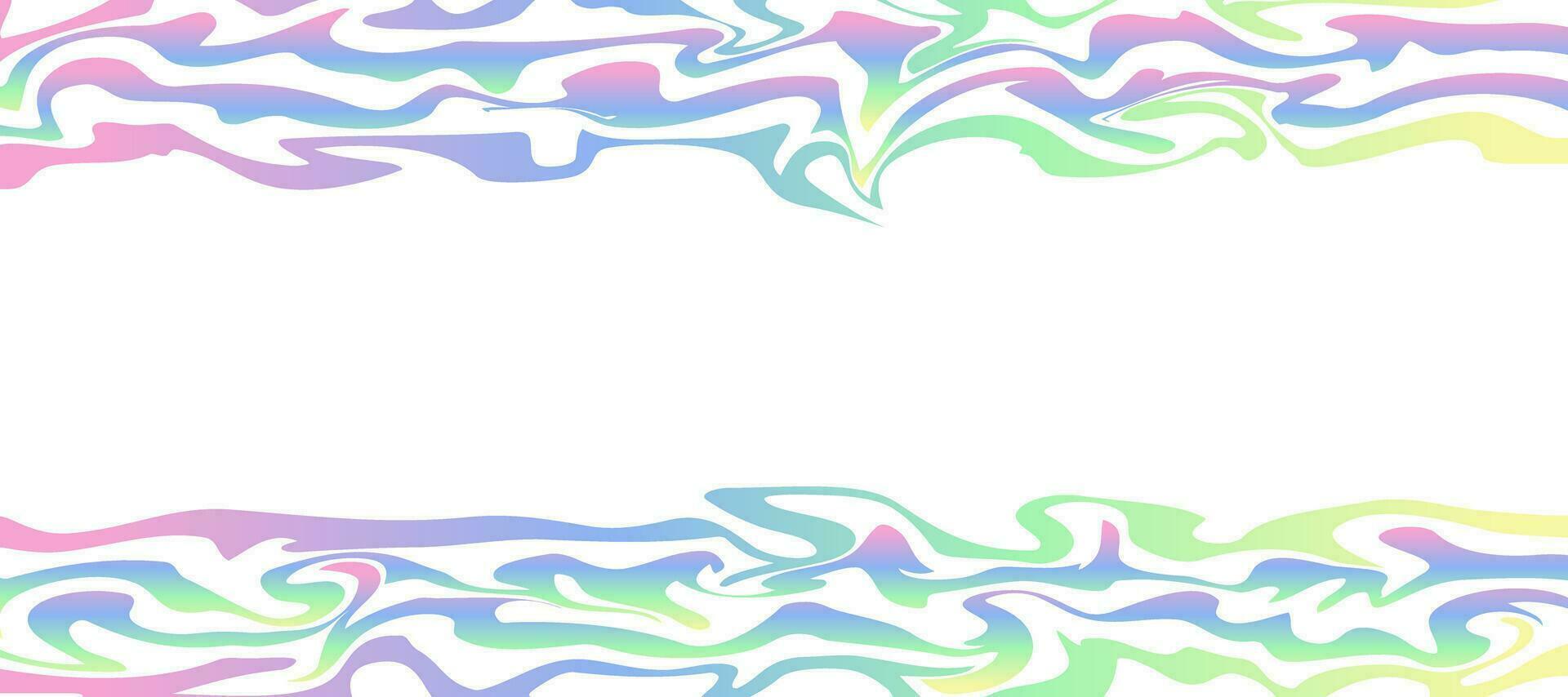 abstract diagonal waves rainbow border frame background vector