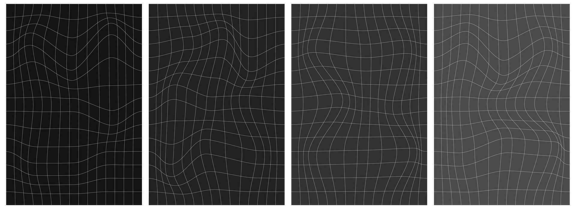 Distorted mesh pattern. Abstract background. Classic, calm background. White mesh on dark backgrounds. Grayscale. Retro 1980s fashion, 90s style.Print vector