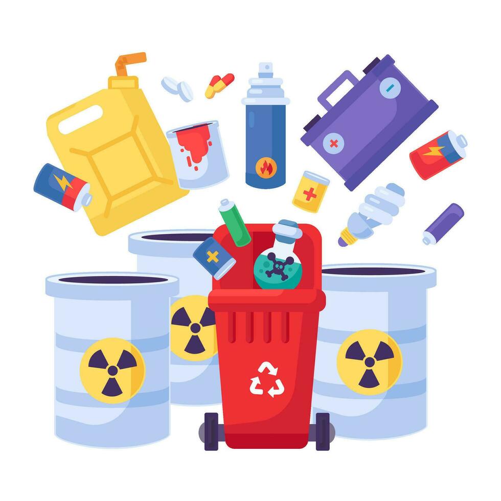 Hazardous Waste Recycling Cartoon Solid Container vector