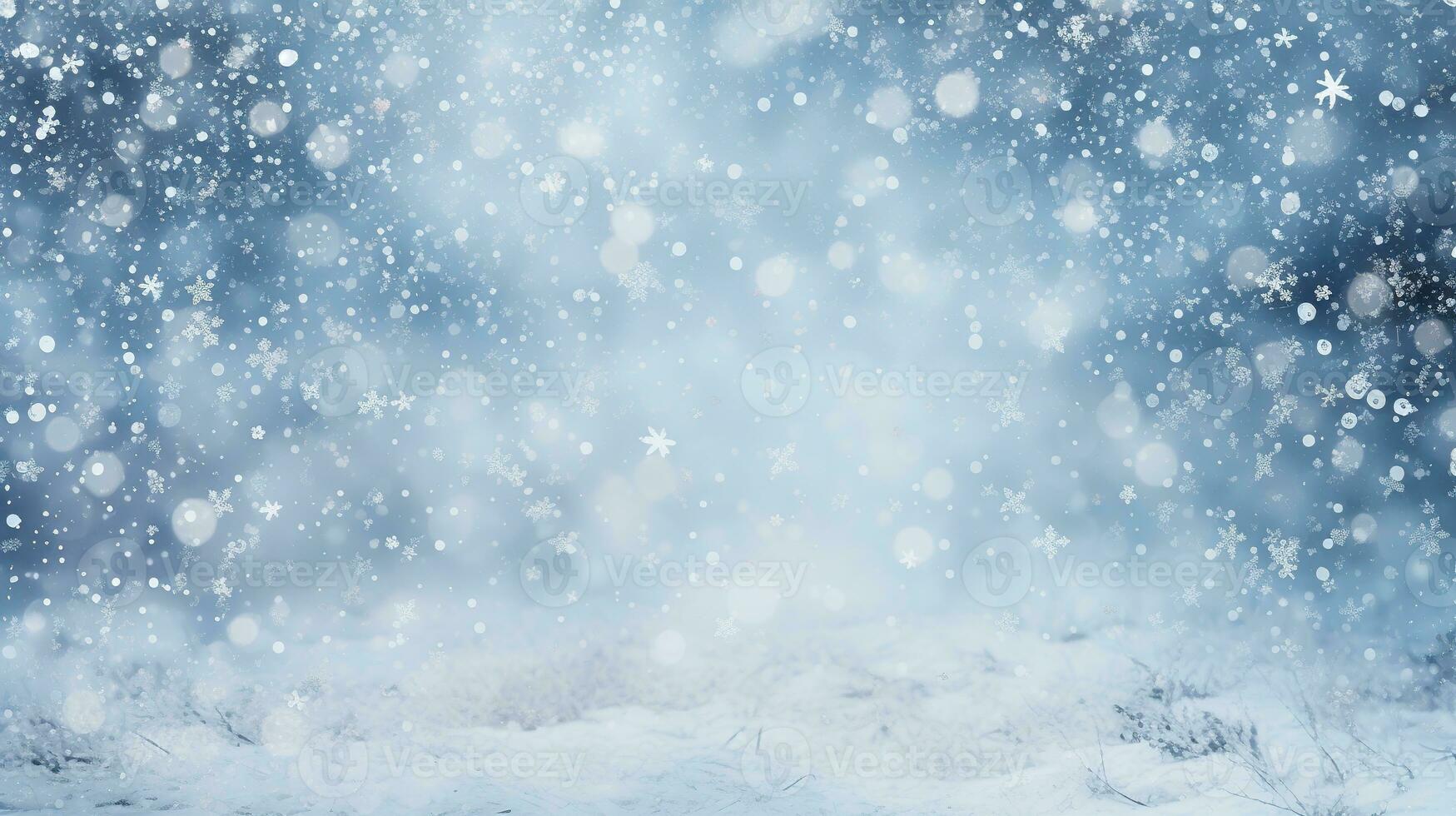 AI generated Christmas backdrop. Winter sky background with snowflakes. photo