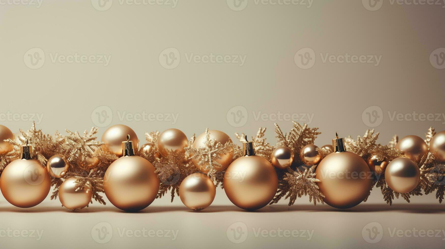 AI generated Christmas background with Christmas balls. Copy Space. Created with Generative AI photo