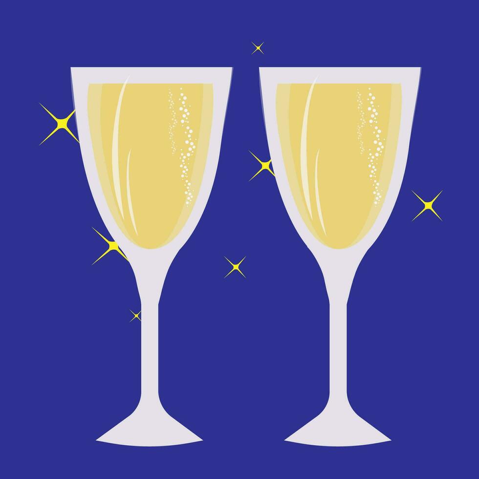 glass of champagne, sparkling wine, new year, holiday, fun, toast, new Year's eve vector