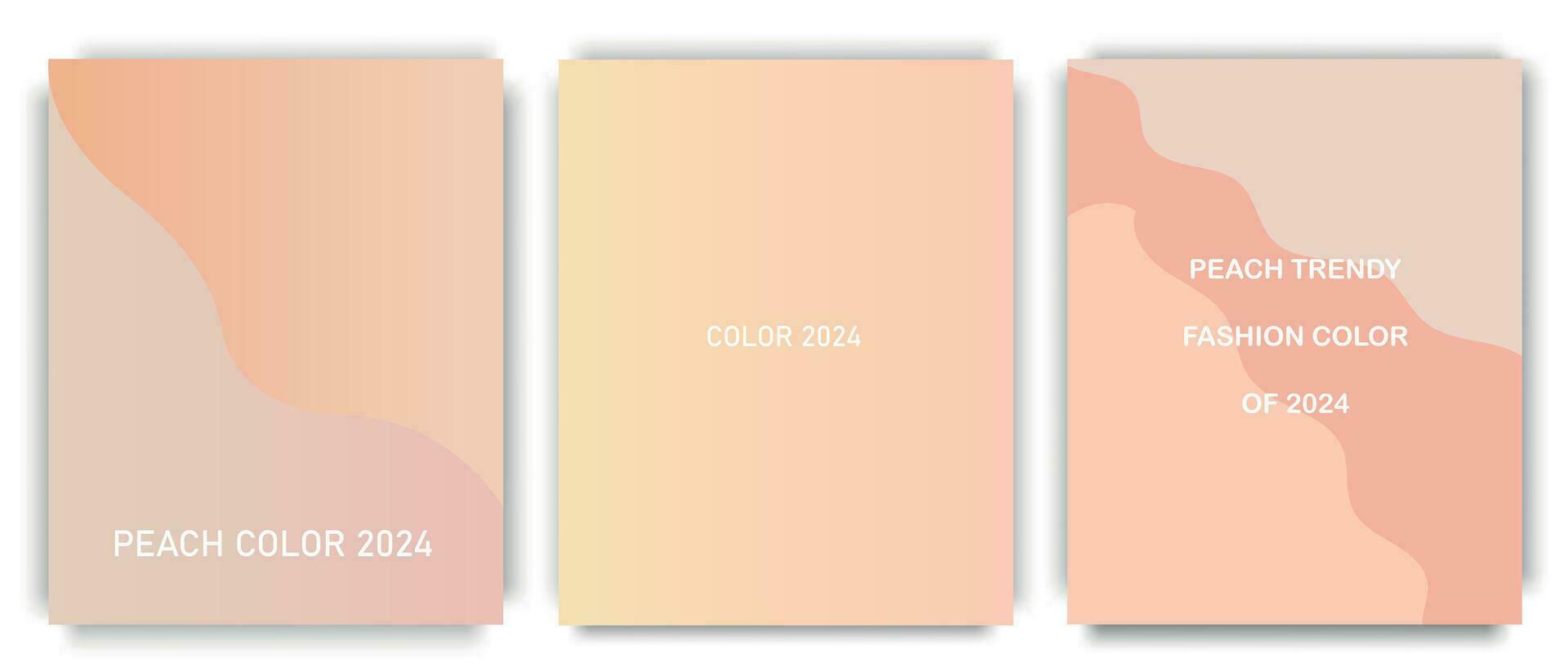 Set of card templates in simple peach tones with gradient 2024. Color of the Year concept. Suitable for design, project templates or wallpaper. Vector illustration.