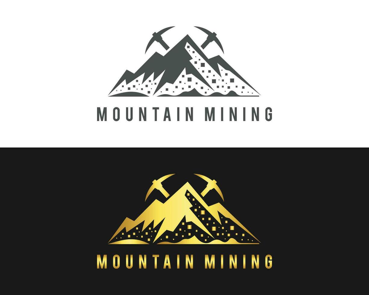 Mountain mining logo design vector concept.