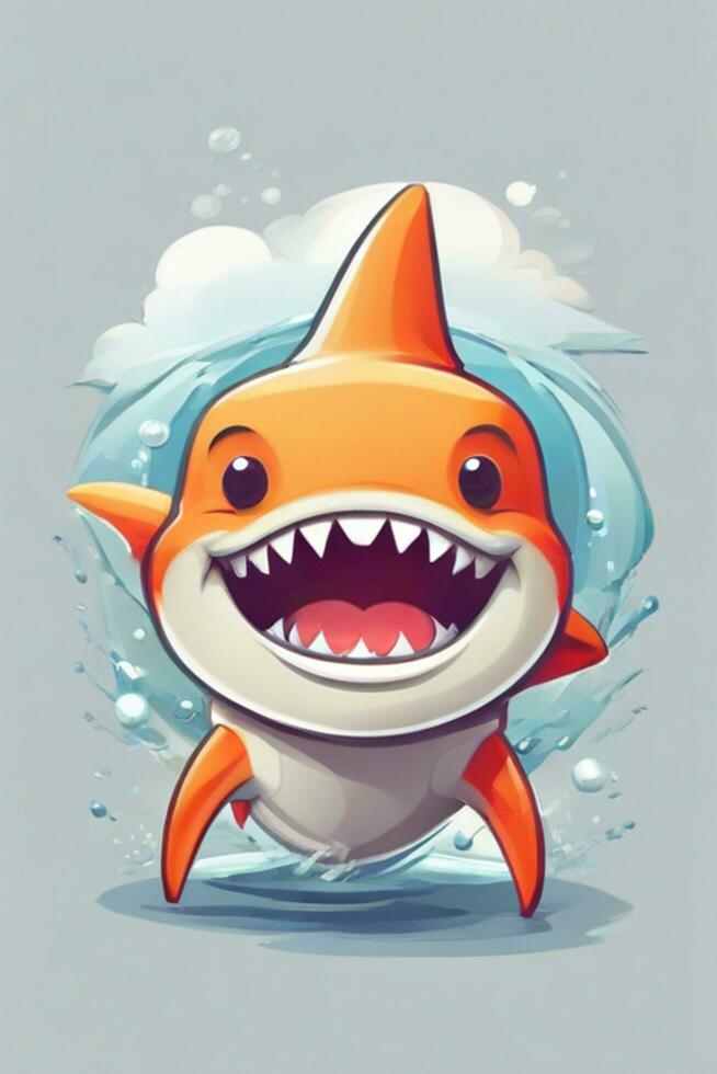 AI generated Adorable Printable Sticker Featuring a Minimal and Friendly Cartoon Shark photo