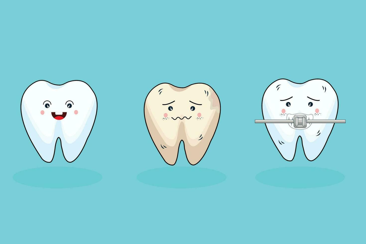 vector dental care set icons