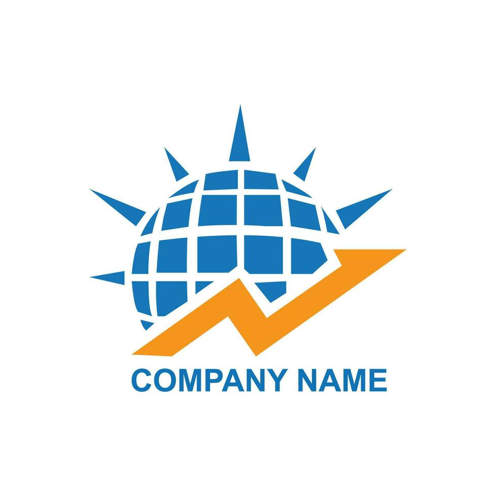 Finance world logo creative market growth business symbol in arrow investment design concept diagram vector