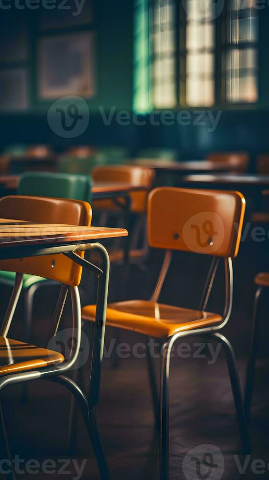 AI generated Chairs in a classroom of a school or university. Education concept photo