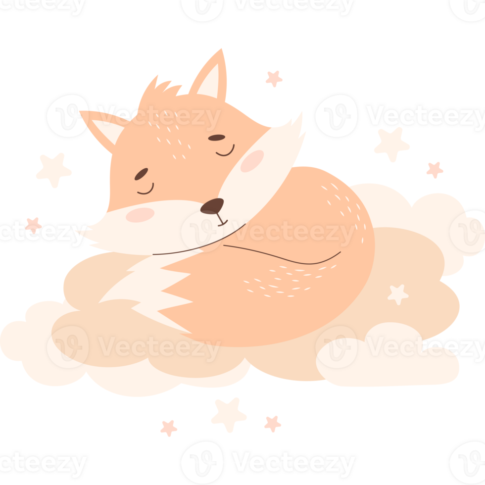 sleeping  fox on cloud png