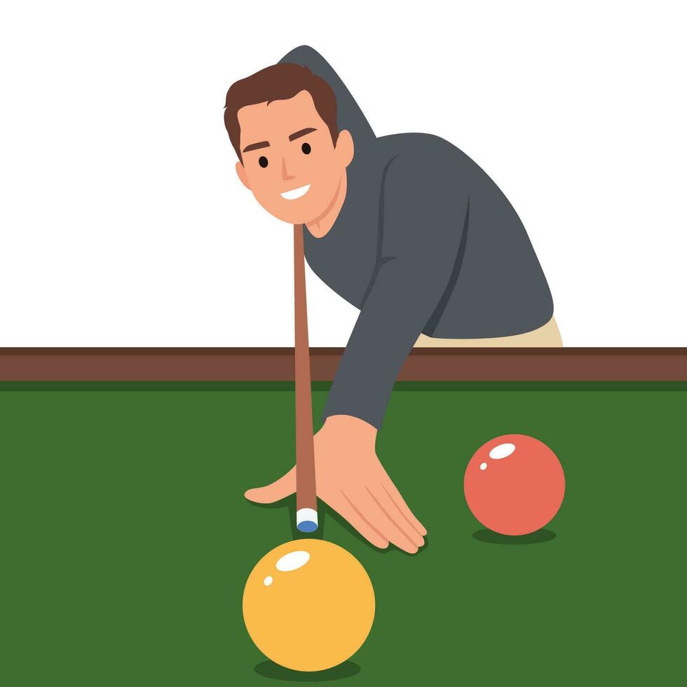 Playing billiard. Close up shot of a man playing billiard. vector