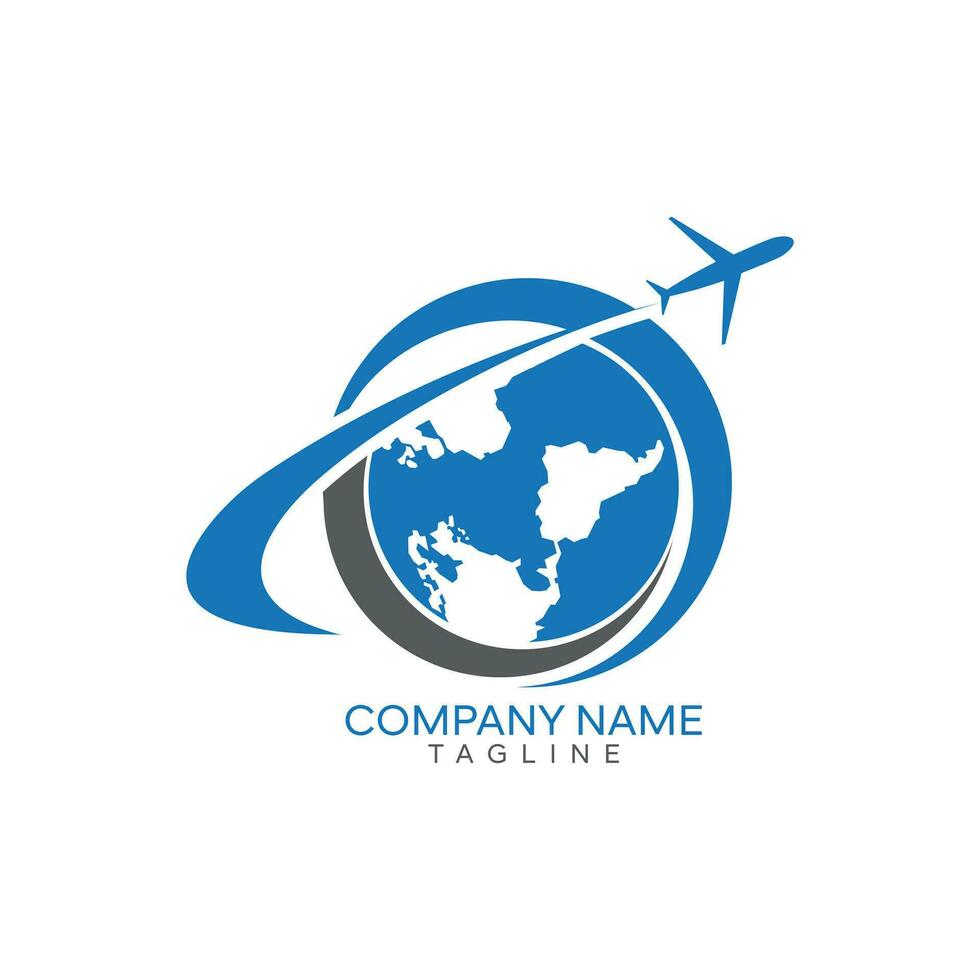 viaje logo diseño modelo con avión vector