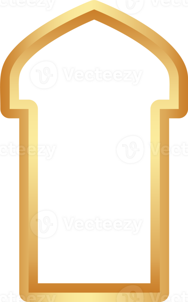 Ramadan golden frame shape. Door and window arch with Islamic design. Muslim oriental gate. Indian vintage arc with traditional ornament. Architecture element and sticker. png