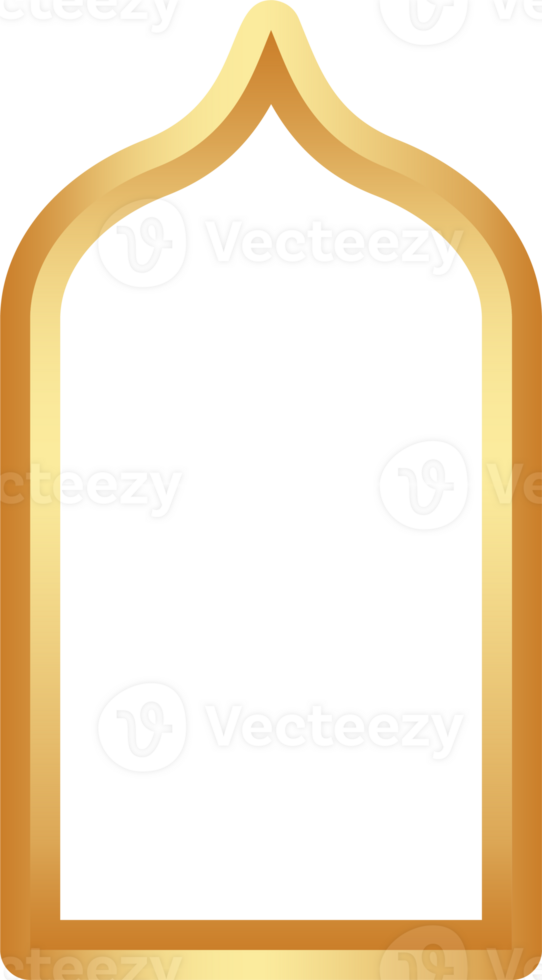 Ramadan golden frame shape. Door and window arch with Islamic design. Muslim oriental gate. Indian vintage arc with traditional ornament. Architecture element and sticker. png