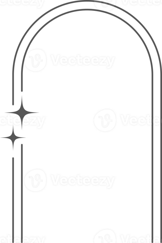 estetico telaio forma. schema minimo grafico elementi con stelle. astratto boho arco con brilla. di moda geometrico modello per manifesto e storia. png