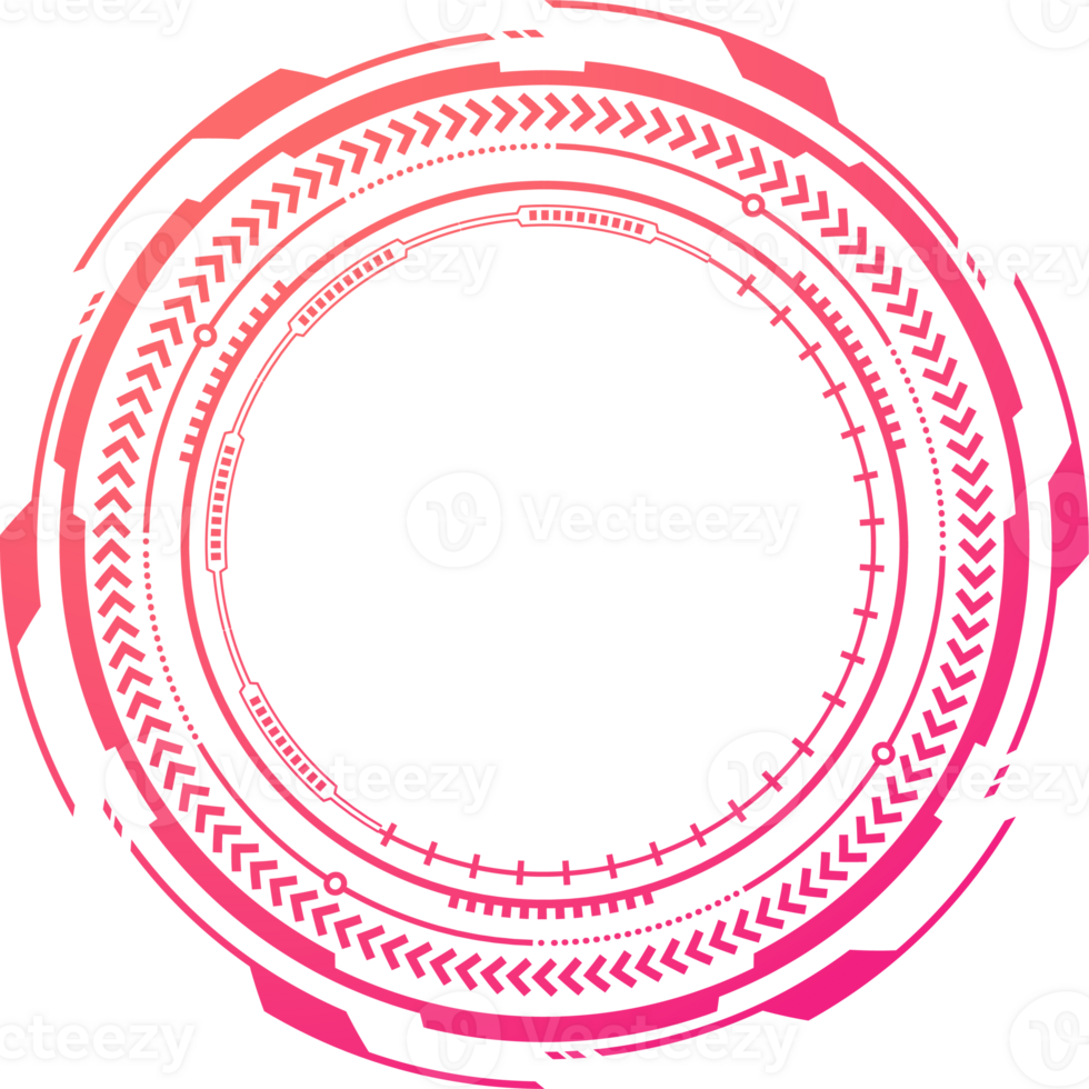 HUD futuristic element. Abstract optical neon aim. Circle geometric shape for virtual interface and games. Camera viewfinder for sniper weapon png