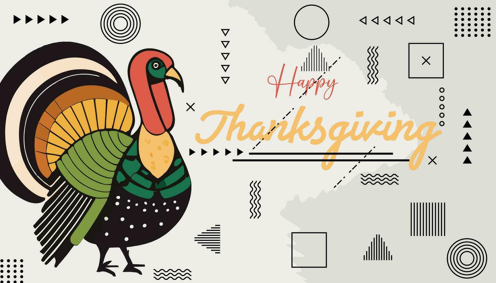 Happy Thanksgiving Day banner with Thanksgiving turkey. Vector illustration