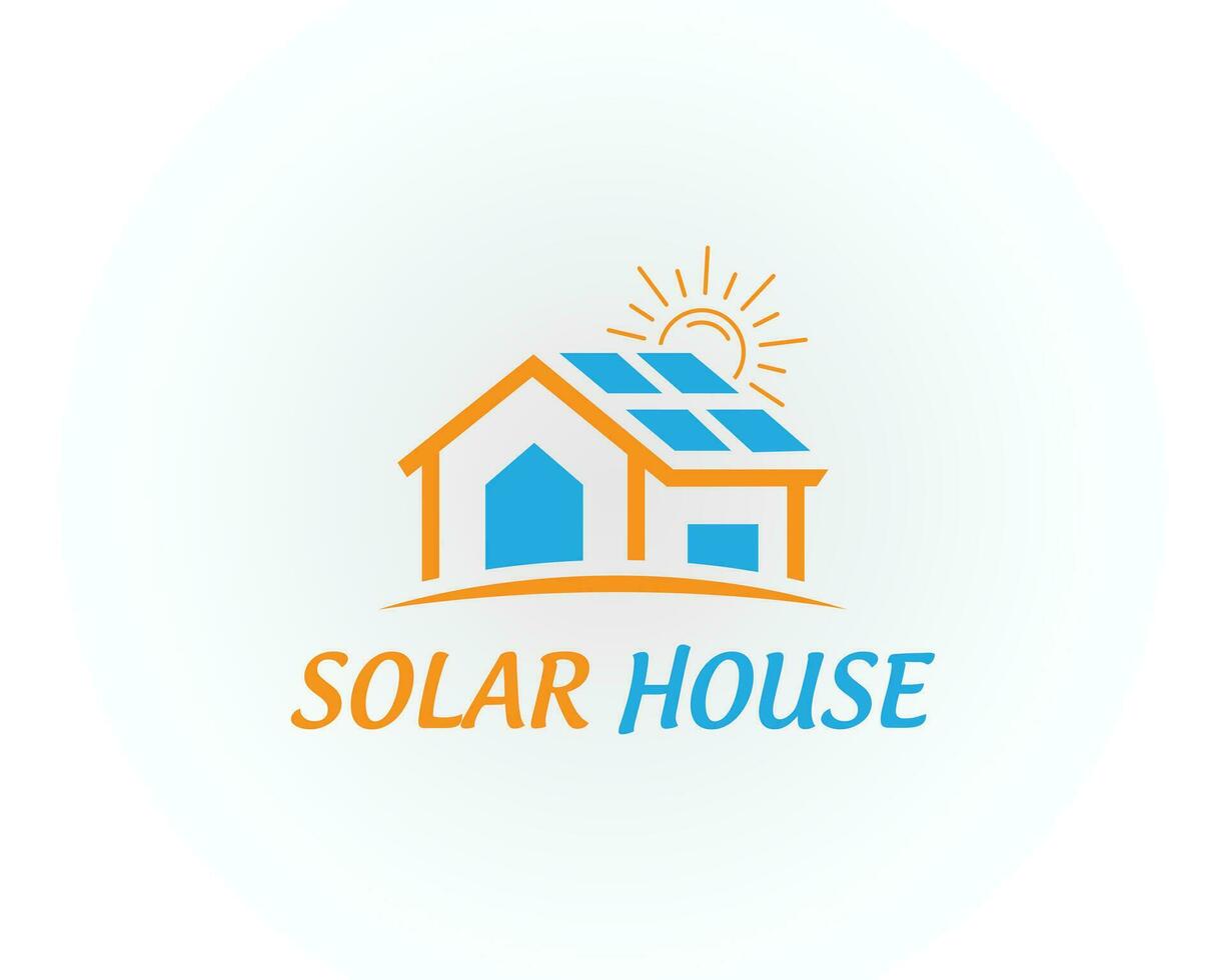 home with sun solar home conception vector logo template.