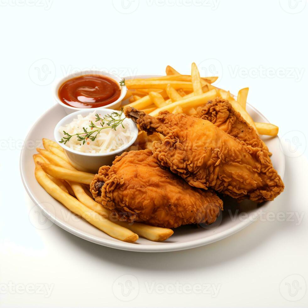 AI generated fried chicken meal  real photo photorealistic stock