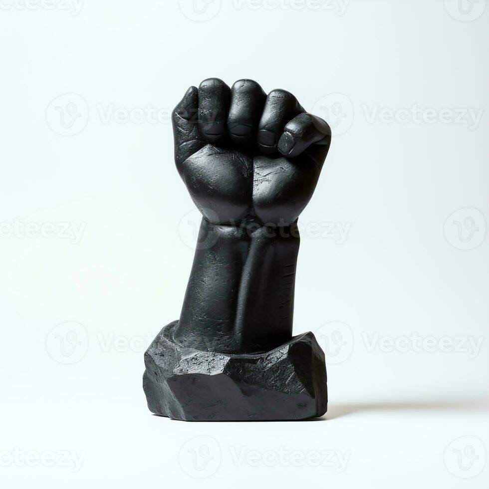 AI generated a sculpture of a black fist with thigh in the style photo