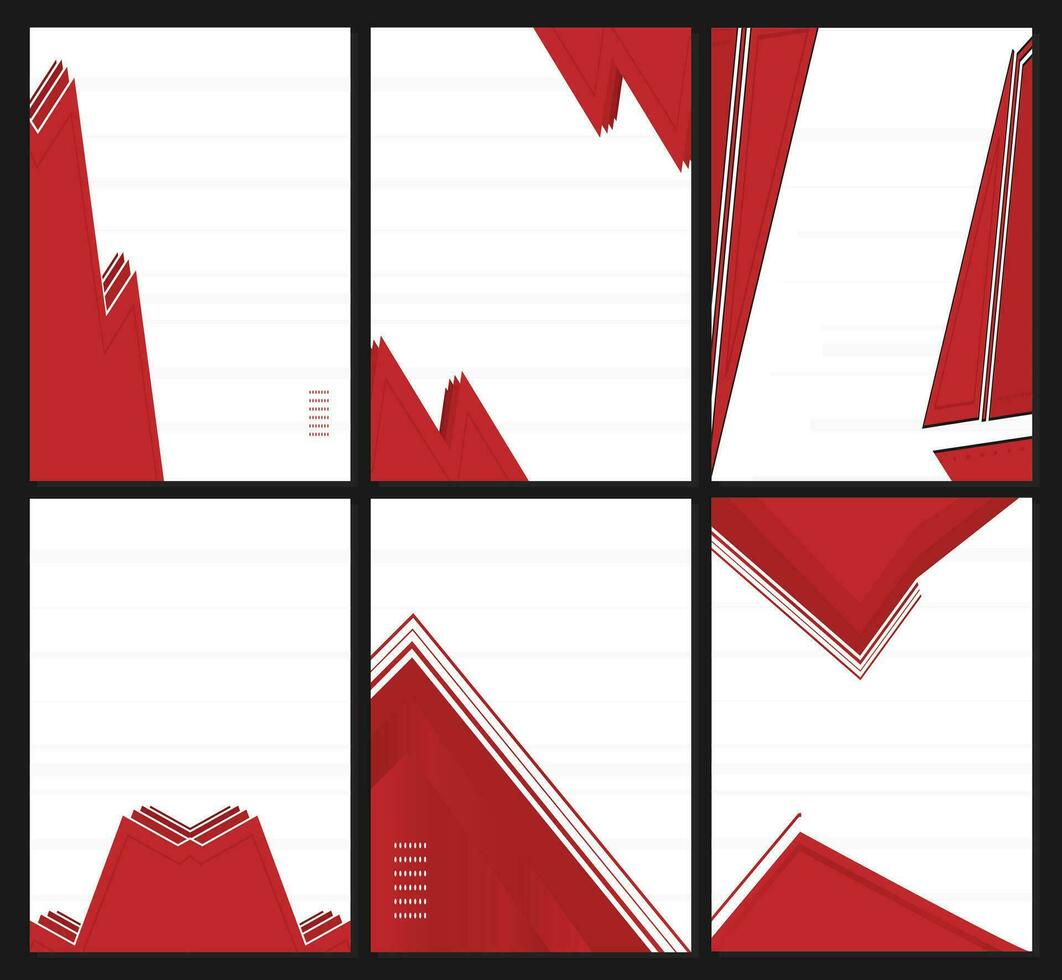 set of Red and white geometric poster designs. Abstract hi-tech vector background