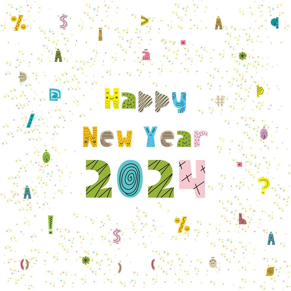 Free Vector happy new year 2024 greeting background vector illustration