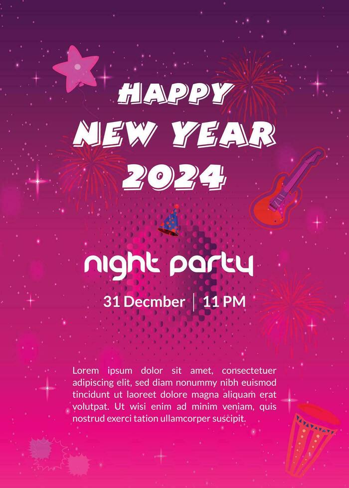 Vector happy new year 2024 greeting background vector illustration.