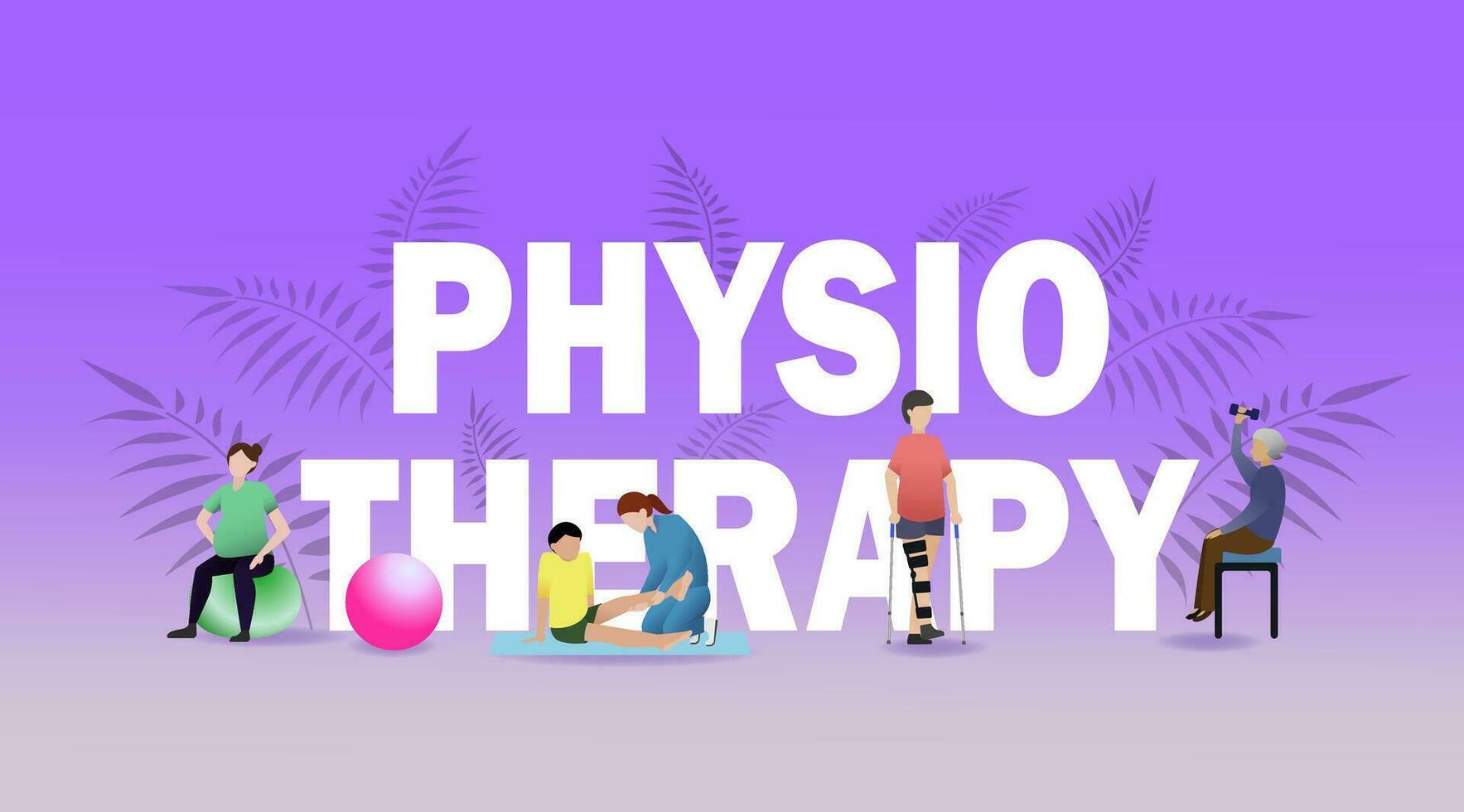 Physiotherapy typography vector graphic illustration, physical therapy typography header website, flat vector illustration