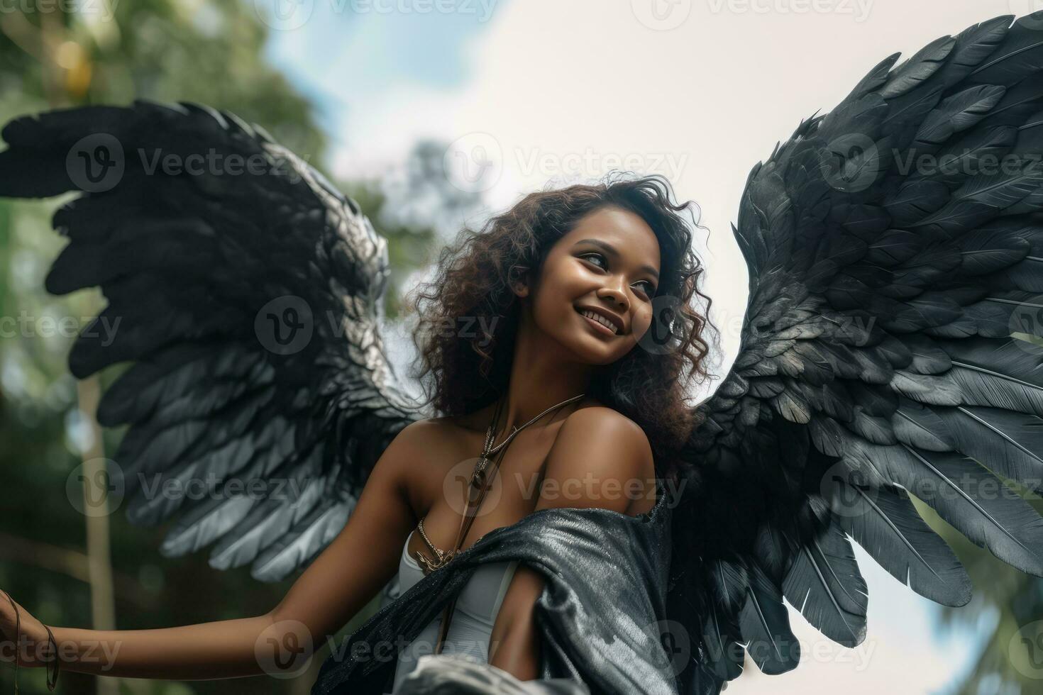 AI generated The Enchanting Beauty of a Woman with Angel Wings photo